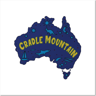 AUSSIE MAP CRADLE MOUNTAIN Posters and Art